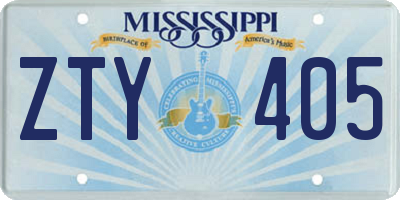 MS license plate ZTY405