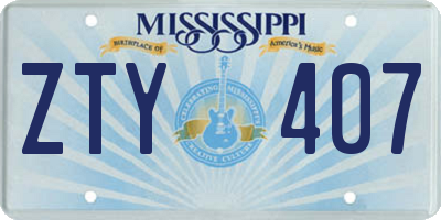 MS license plate ZTY407