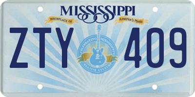 MS license plate ZTY409