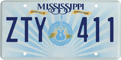 MS license plate ZTY411