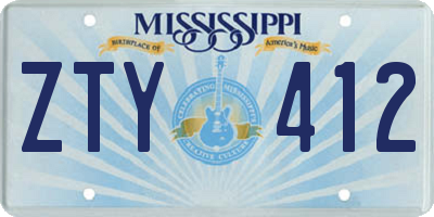 MS license plate ZTY412