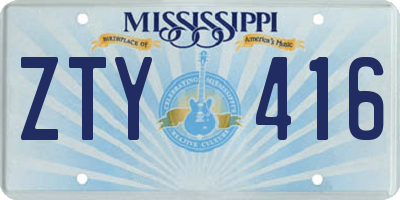 MS license plate ZTY416