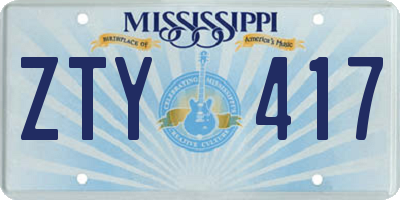 MS license plate ZTY417