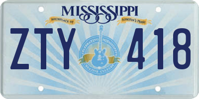 MS license plate ZTY418