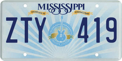 MS license plate ZTY419