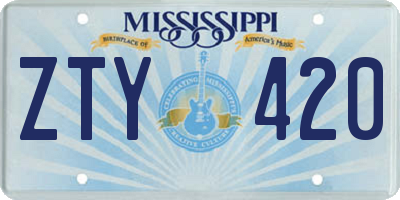 MS license plate ZTY420