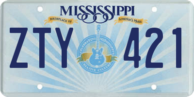 MS license plate ZTY421
