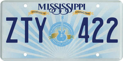 MS license plate ZTY422