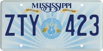 MS license plate ZTY423
