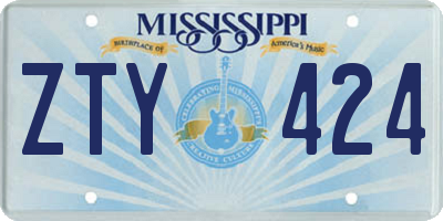 MS license plate ZTY424
