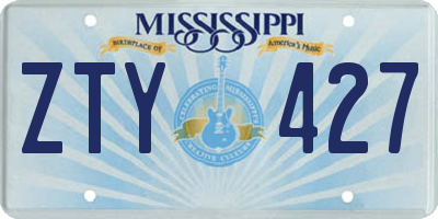 MS license plate ZTY427