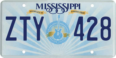 MS license plate ZTY428