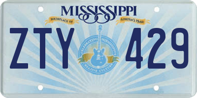 MS license plate ZTY429