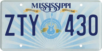 MS license plate ZTY430