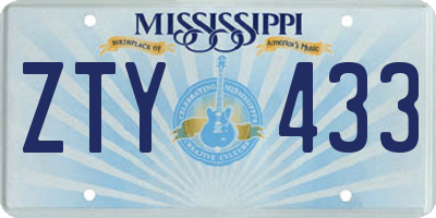 MS license plate ZTY433