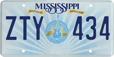 MS license plate ZTY434
