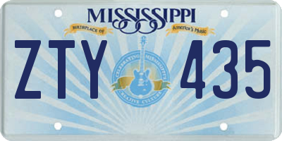 MS license plate ZTY435