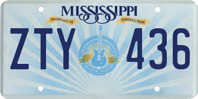 MS license plate ZTY436