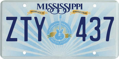MS license plate ZTY437