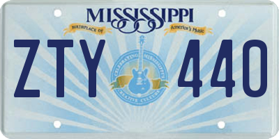 MS license plate ZTY440