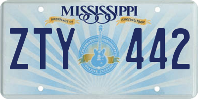 MS license plate ZTY442