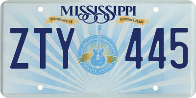 MS license plate ZTY445