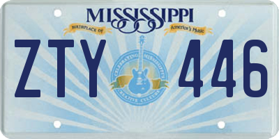 MS license plate ZTY446