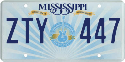 MS license plate ZTY447