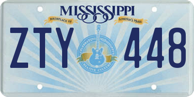 MS license plate ZTY448
