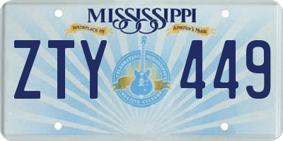 MS license plate ZTY449
