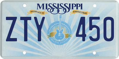 MS license plate ZTY450