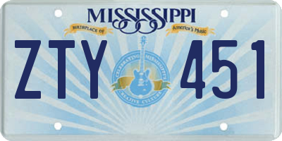MS license plate ZTY451