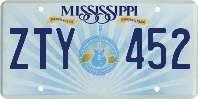 MS license plate ZTY452
