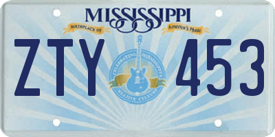 MS license plate ZTY453