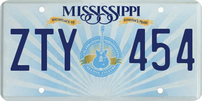 MS license plate ZTY454
