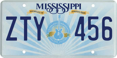 MS license plate ZTY456
