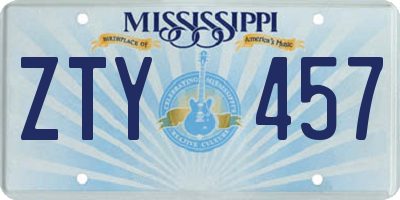 MS license plate ZTY457