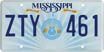 MS license plate ZTY461