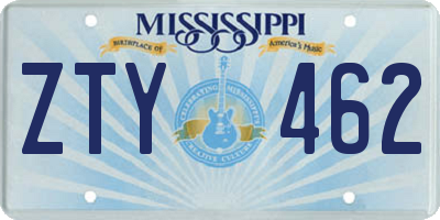 MS license plate ZTY462