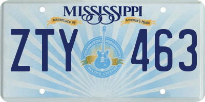 MS license plate ZTY463