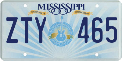 MS license plate ZTY465