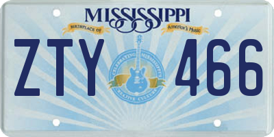 MS license plate ZTY466