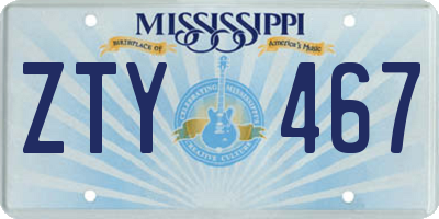 MS license plate ZTY467
