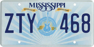 MS license plate ZTY468