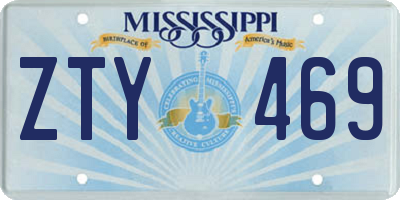 MS license plate ZTY469