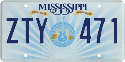 MS license plate ZTY471