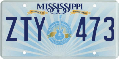 MS license plate ZTY473