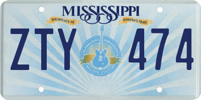 MS license plate ZTY474