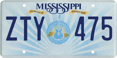 MS license plate ZTY475