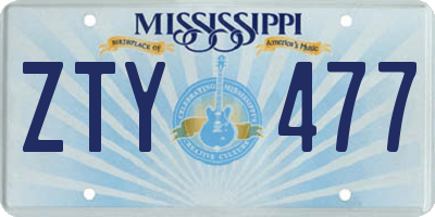MS license plate ZTY477